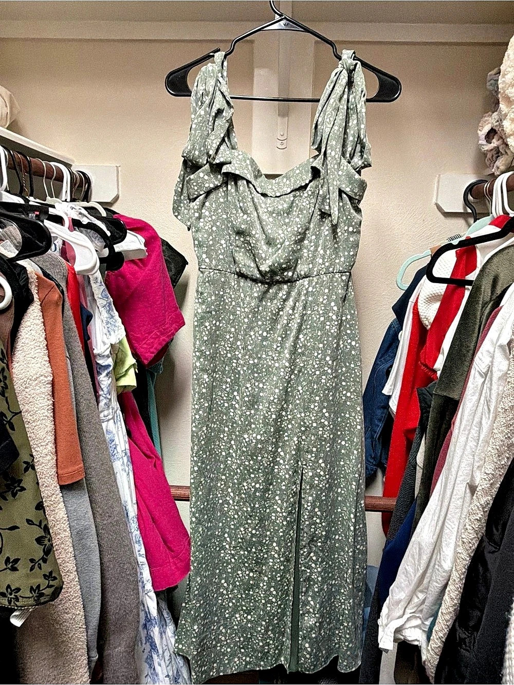 Francesca'Small Floral Maxi Dress in Green & White Size Small